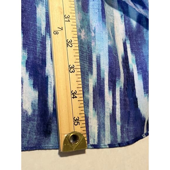 Chico's Women's Asymmetrical Overlay Tunic Top Floral Blue Sequins Size 3/XL/16 - Picture 13 of 16